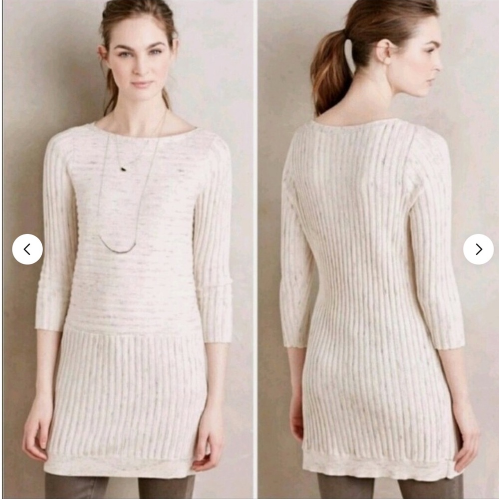 ***Anthropologies ****Moth Creamy Chic long sleeve Sweater Dress Tunic .